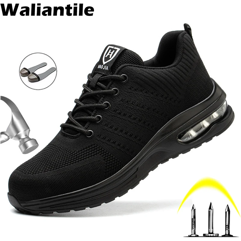 

Waliantile Air Cushion Safety Shoes Sneakers For Men Women Industrial Work Boots Steel Toe Puncture Proof Indestructible Shoes