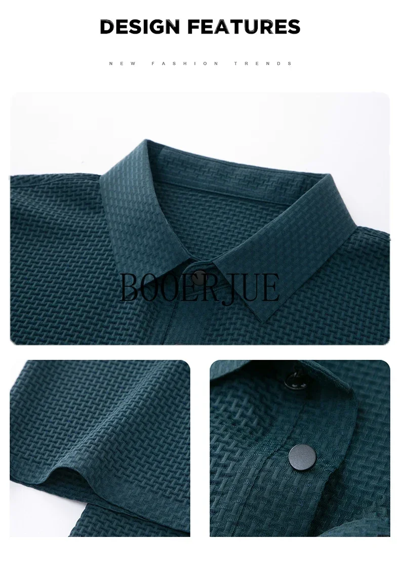 Atmungsaktives Business-Mode-T-Shirt für Herren, Markenkleidung, Sommer 2026 Neu, Herren-Lop-up-Hohlkragen-Kurzarm-Polo-T-Shirt aus Eisseide – Detail 21