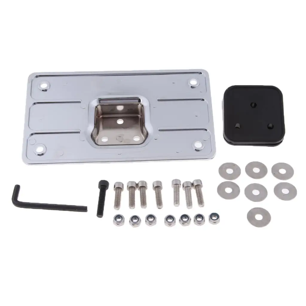 

Metal Laydown Tilt License Plate Frame Chrome Rectangular Holder for US Motorcycles Above Taillight