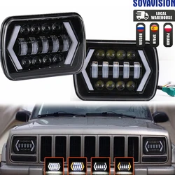 5X7 7X6 Inch Rectangular Sealed Beam LED Headlight With DRL for Jeep Wrangler YJ Cherokee XJ H6014 H6052 H6054 H4 Headlamp