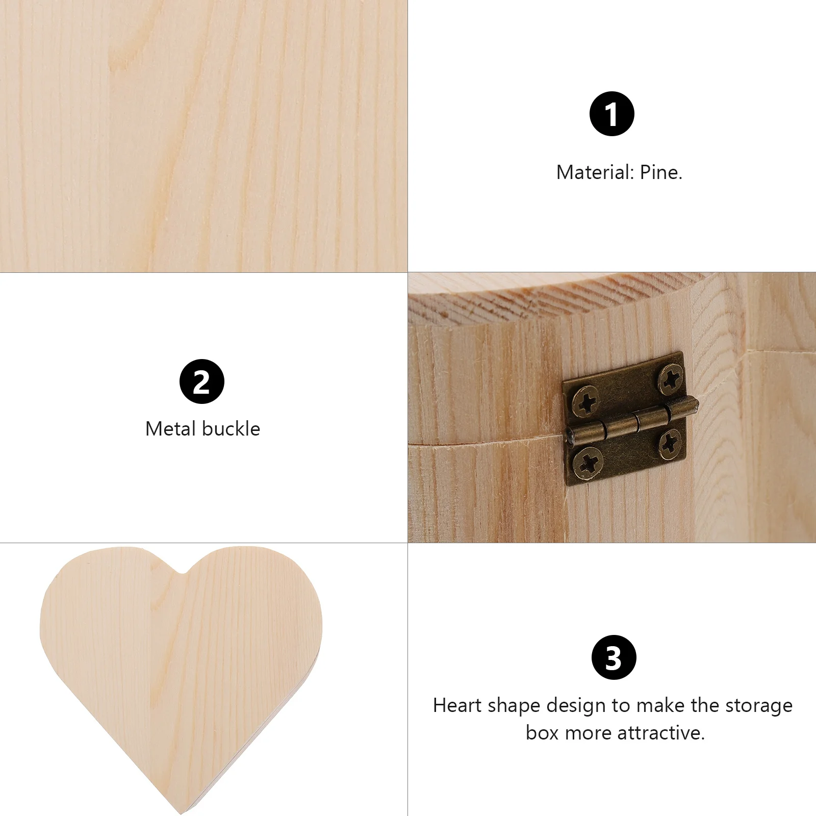 

2Pcs Heart Shape Jewelry Boxes Decorative Wooden Storage Containers Small Portable Jewelry Organizers for Desk Bedroom