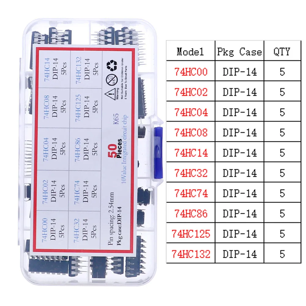 DIP SMD IC Integrated Circuit Chip Assortment Kit Box IC Sockets set Common CMOS Logic IC Series