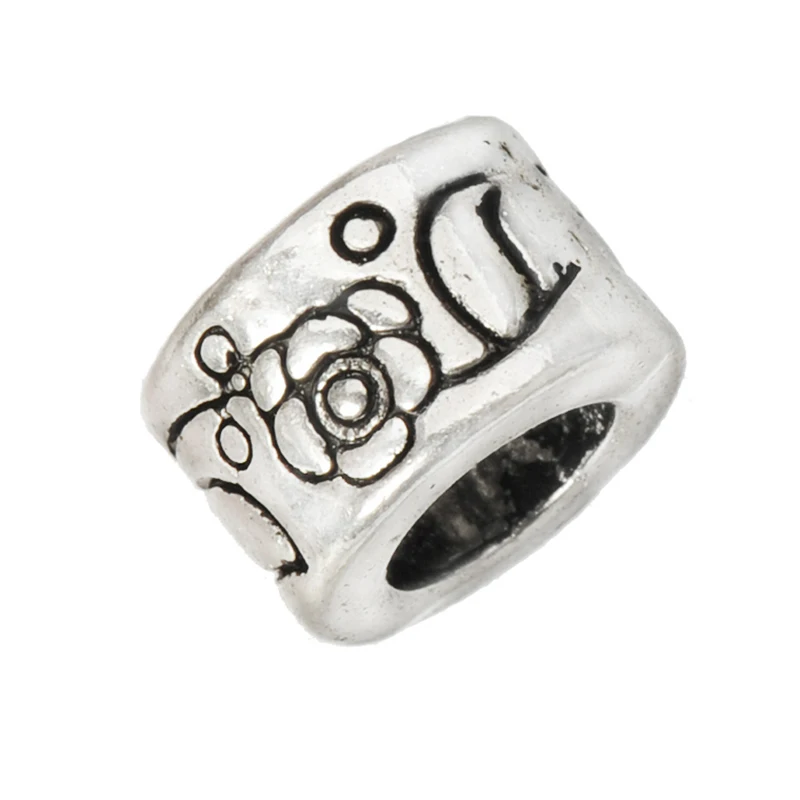 30 قطعة الخرز للحرف اليدوية الشريحة أساور يدوية فاصل معدني منحوتة زهرة 5 مللي متر ثقب الفضة مطلي خلق مستلزمات صناعة المجوهرات