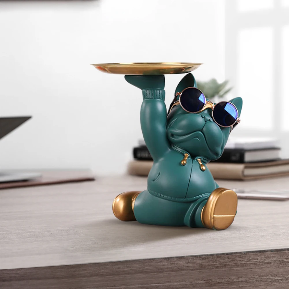 

Тарелка-украшение в виде французского бульдога из смолы, универсальная тарелка для конфет и закусок в виде питбуля, для гостиной, прихожей, домашнего декора