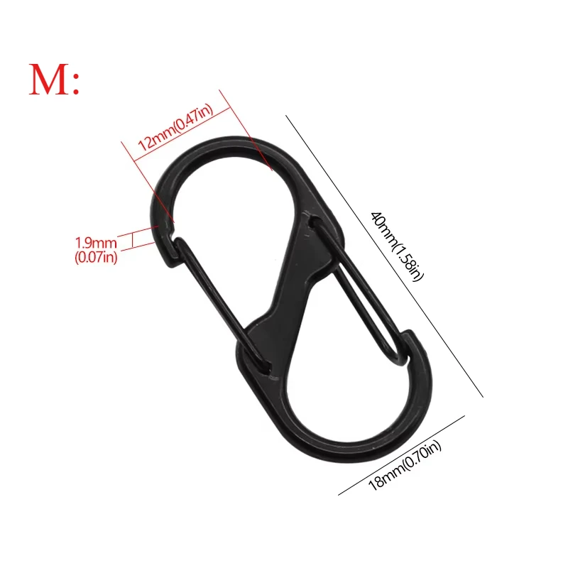 S Type Carabiner With Lock Mini Keychain Hook Anti-Theft Outdoor Camping Backpack Buckle Key-Lock Tool Zinc Alloy