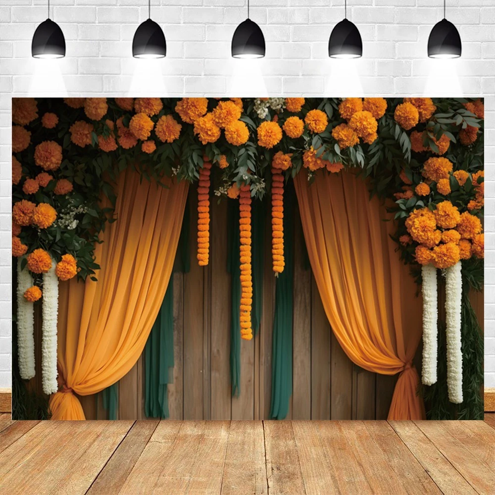 خلفية تصوير على الطراز الهندي ستارة زهرة القطيفة Puja Ganpati Pooja ديكور تقليدي لحفلات أعياد الميلاد وحفلات الزفاف