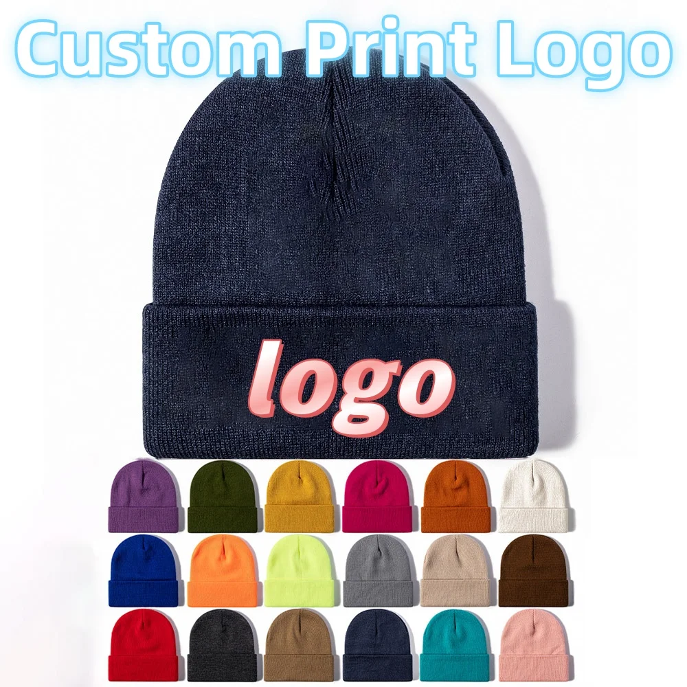 Customized Printed Logo Solid Color Men's Warm Windproof Knitted Hat Women's Vintage Style Fashionable Classic Tidal Current Cap