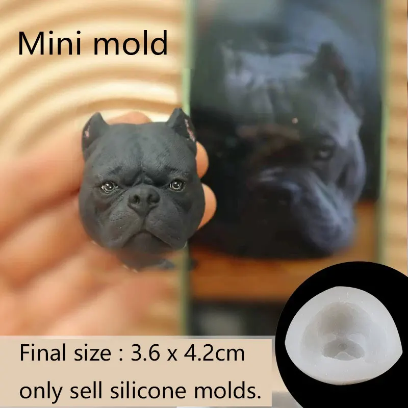

Силиконовая форма для головы американского бульдога, для изготовления на день рождения, из глины, гипса, смолы, сувениров, DIY