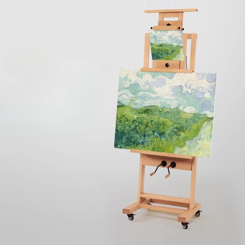 Easel oil painting easel wooden oil  solid wood   hand-cranked    for adult artists special