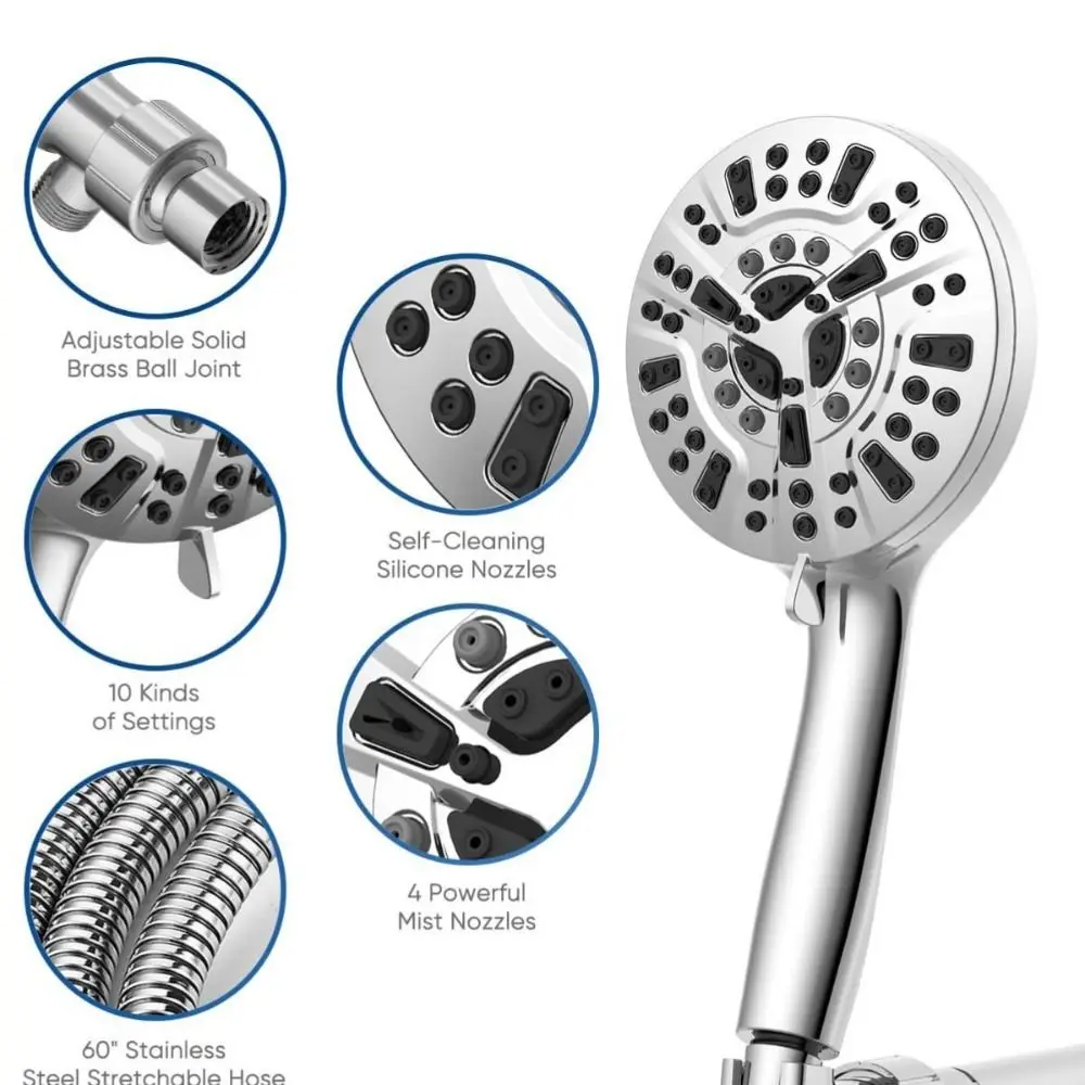 Bathroom Handheld Shower Head Set High Pressure Water Spray Multiple Modes Sturdy Shower