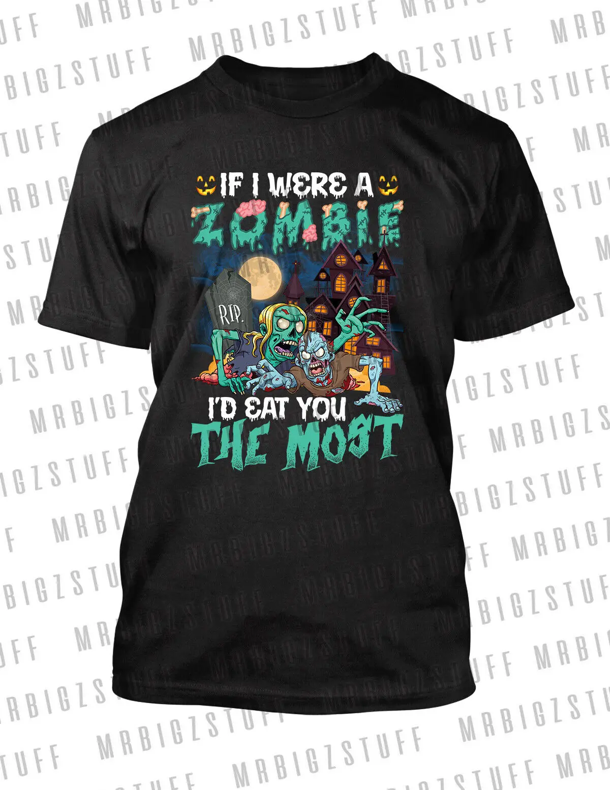 Als Ik Een Zombie Was, Zou Ik Je Eng Halloween Grappig T-Shirt Unisex Horror Tee Eten