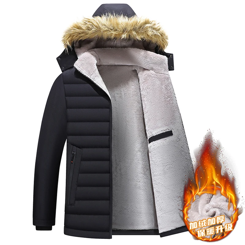 سترة رجالية ستاند رجالي سترة شتوية جديدة بقلنسوة سترة صوفية دافئة سترات رجال الأعمال الترفيه معطف البيسبول معاطف