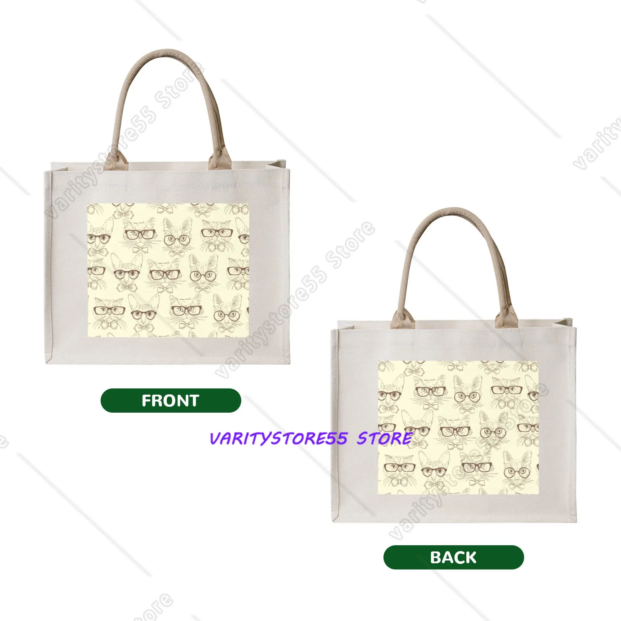 Recycling Hipster Cats With Glasses Shopping Bag Women Tote Bag Portable  Grocery Shopper Bags