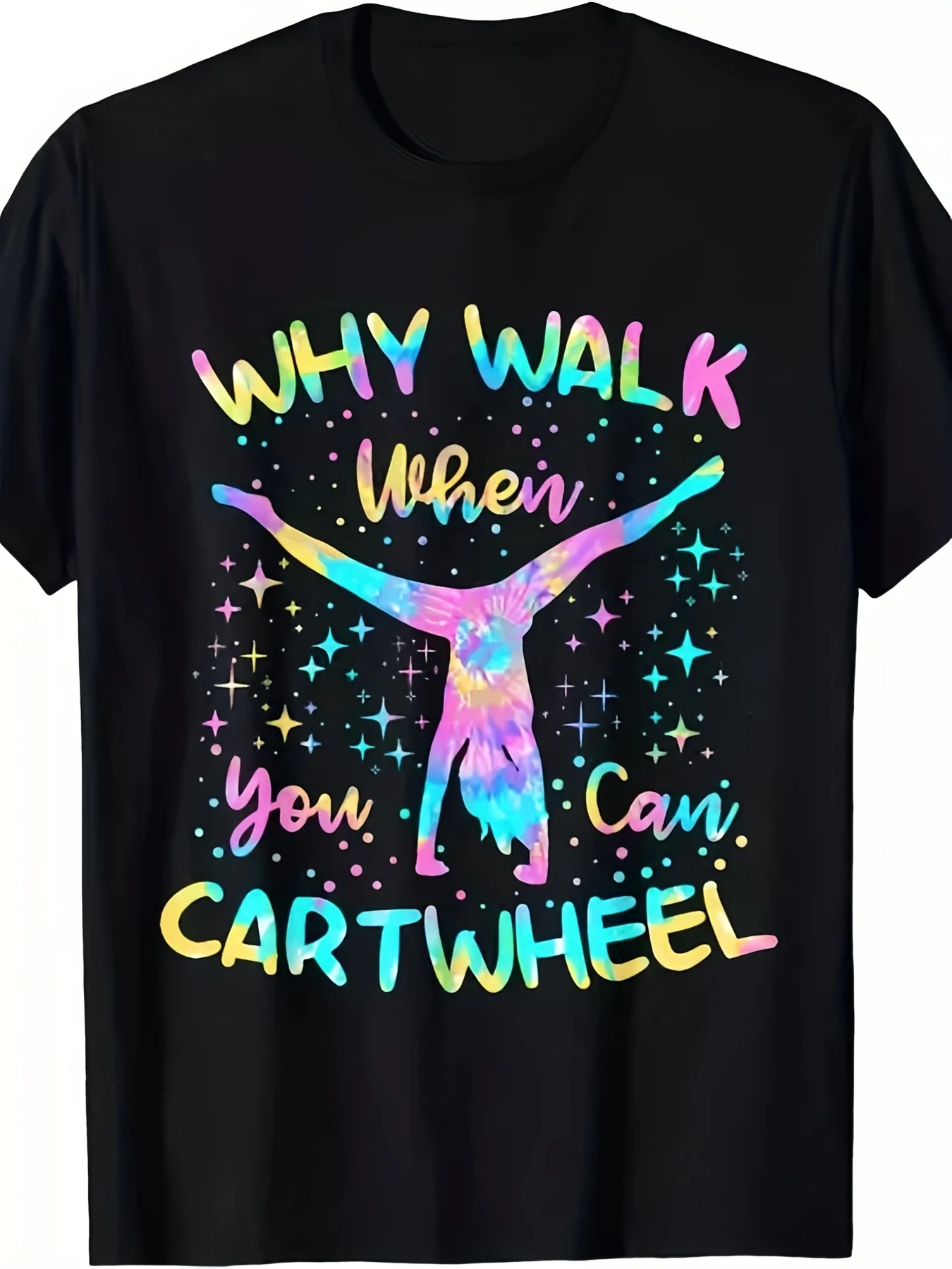 Humorous Gymnastics T-Shirt For Men Featuring A Vintage Design That Says 'Why Walk When You Can Cartwheel'. This Comfortable Sho