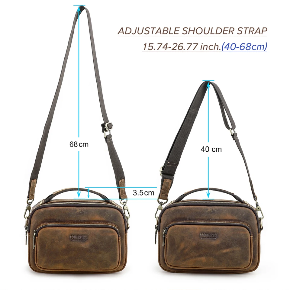 CONTACT'S Sling-Umhängetaschen aus echtem Leder für Herren, Vintage-Umhängetasche, Umhängetasche für Herren, Reisetasche für 8,3 Zoll iPad Mini – Detail 8