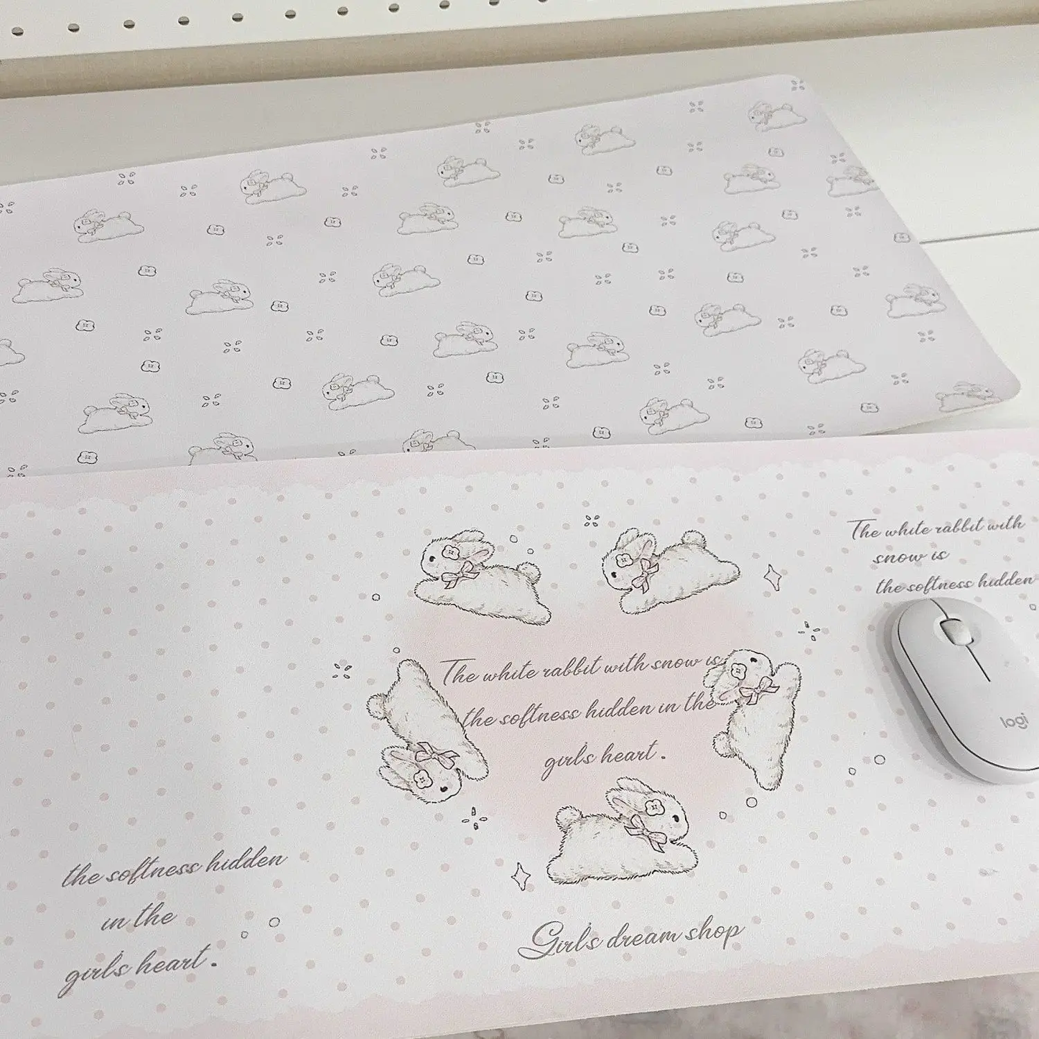 Kawaii Rabbit Leather Desk Pad Mouse Protector Non-Slip Large Small Mouse Pad Home &Office Desk Mat PU Leather Laptop Mouse Pad
