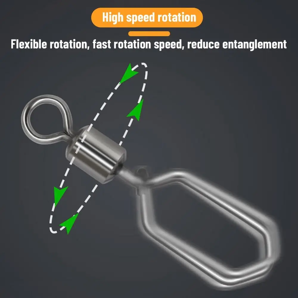 

50pcs high strength Solid Ring 2#-12# Rolling Swivel Bearing Barrel Heavy Duty Ball Fishing Snap Connector with Pin