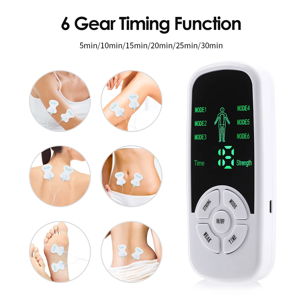 6 Modes EMS Electric Muscle Therapy Stimulator Tens Unit Machine Meridian Physiotherapy Pulse Abdominal Prostate Body Massager 6