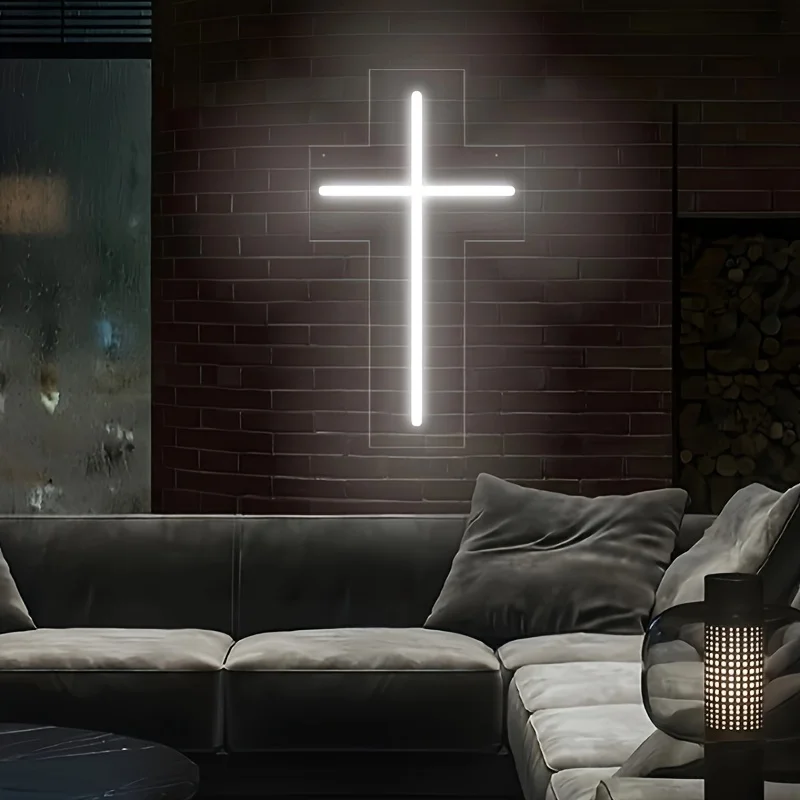 Jesus Cross Neon Sign, Home Decor LED Neon Sign,Wall Decor,Christmas New Year Wedding Birthday Party Sign, Easter Decoration