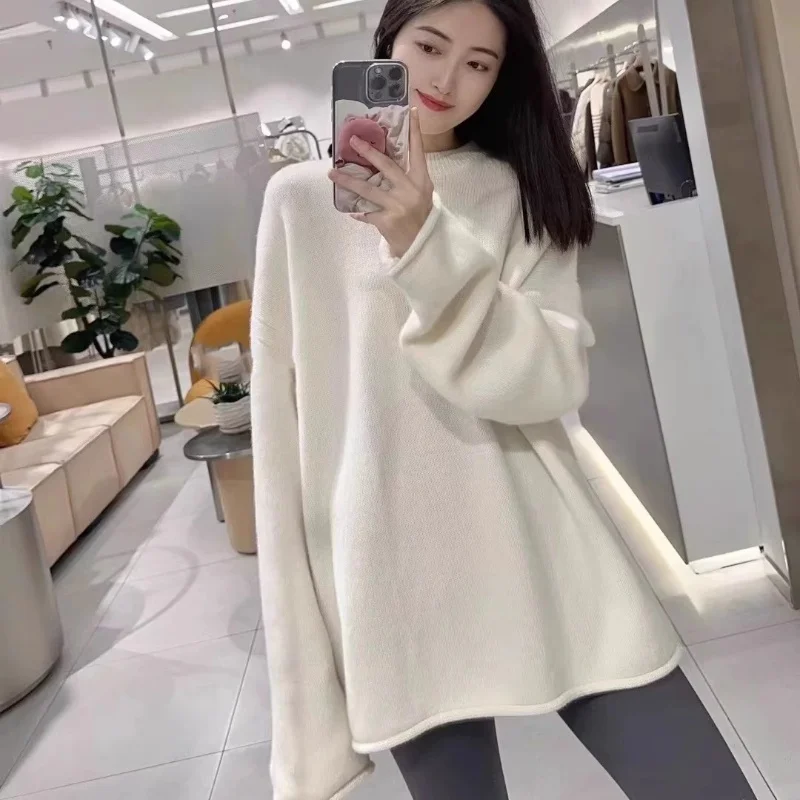 Autumn/Winter New Cashmere Sweater Women\'s Clothing 100% Pure Wool Round Neck Knitted Pullover Casual Loose Fashion Korean Tops