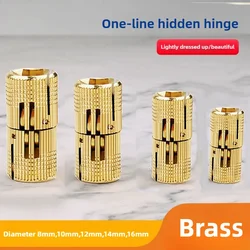 1PCS Copper Brass Furniture Hinges 8-16mm Cylindrical Hidden Cabinet Concealed Invisible Door Hinges For Hardware Gift Box