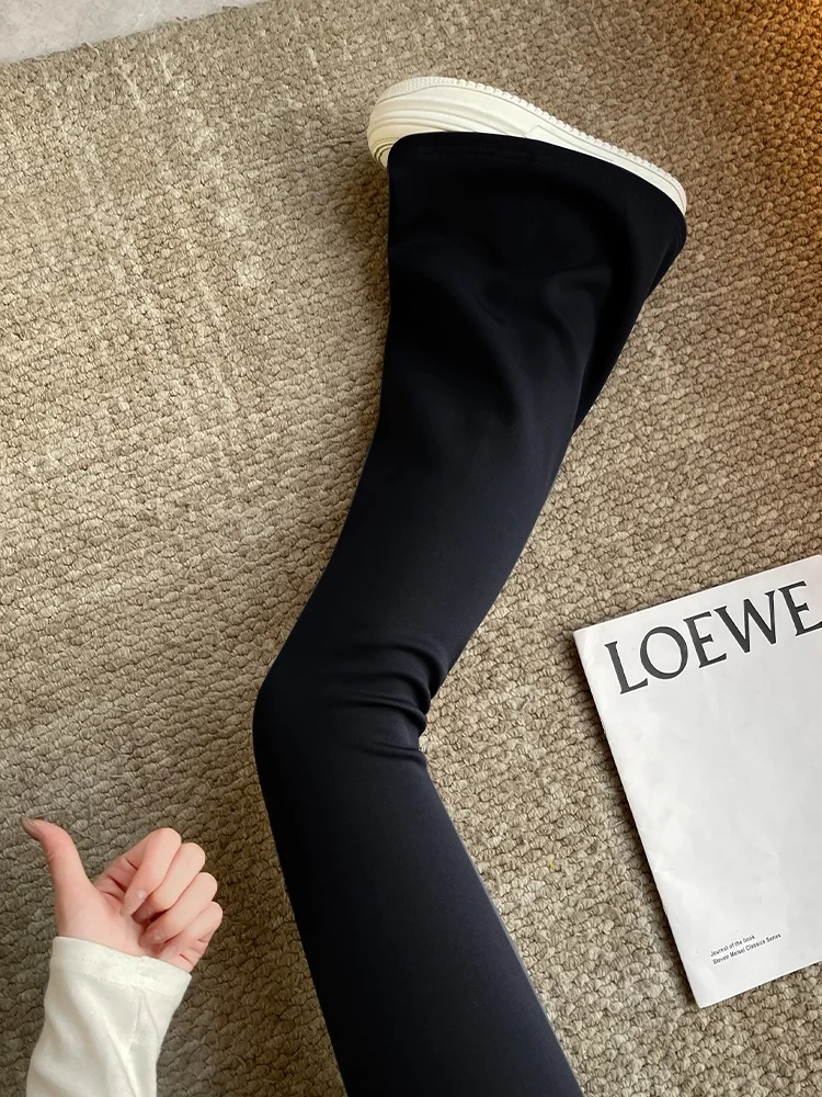 

High Waist Yoga Pants Women's Spring Autumn Thin arkbell Bot Casual Bla Sports Fitn Capri Pants Stretch Polyester