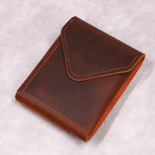 Imagen 2 del producto Cartera de Cuero Genuino para Hombre (Compatible con Euro), Cartera Corta y Delgada de Piel de Vaca, Tarjetero con Solapa y Cierre Magnético