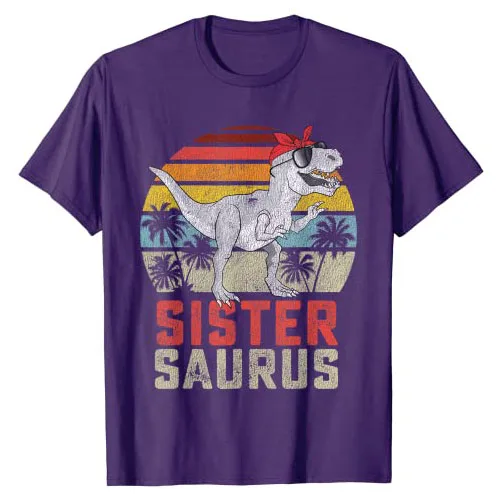 Sistersaurus T Rex Dinosaur Sister Saurus Family Matching T-Shirt Funny Graphic Tee Tops Short Sleeve Summer Fashion Outfit Gift