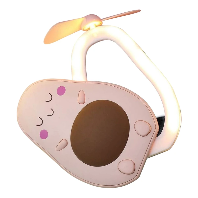 Mini specchio per il trucco a LED e ventola 2 in 1 integrato carino a forma di Avocado pratico ventilatore portatile con ricarica USB portatile, marrone