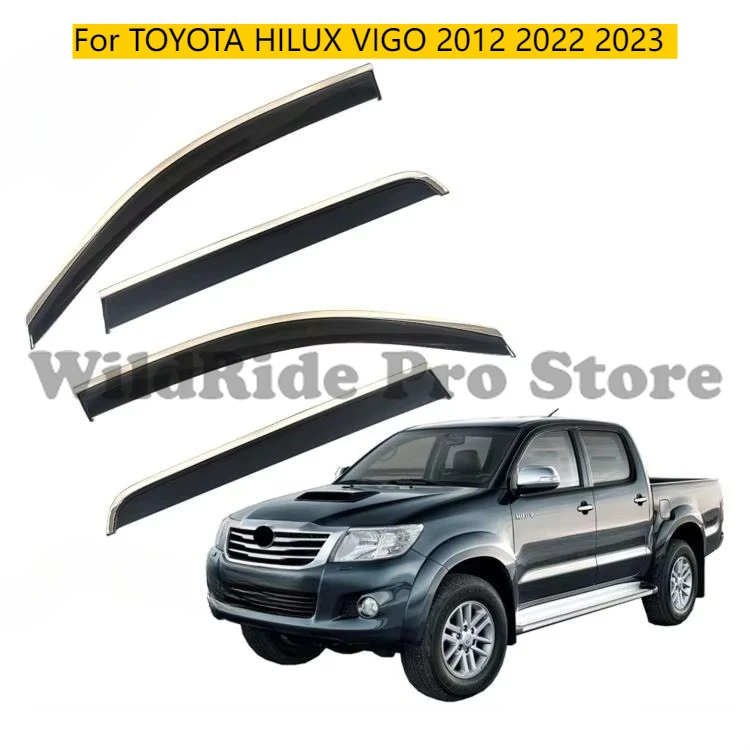 

For TOYOTA HILUX VIGO 2012 2022 2023 OEM Injection Deflector PC+ Stainless Steel Car Sunvisor Window Visor