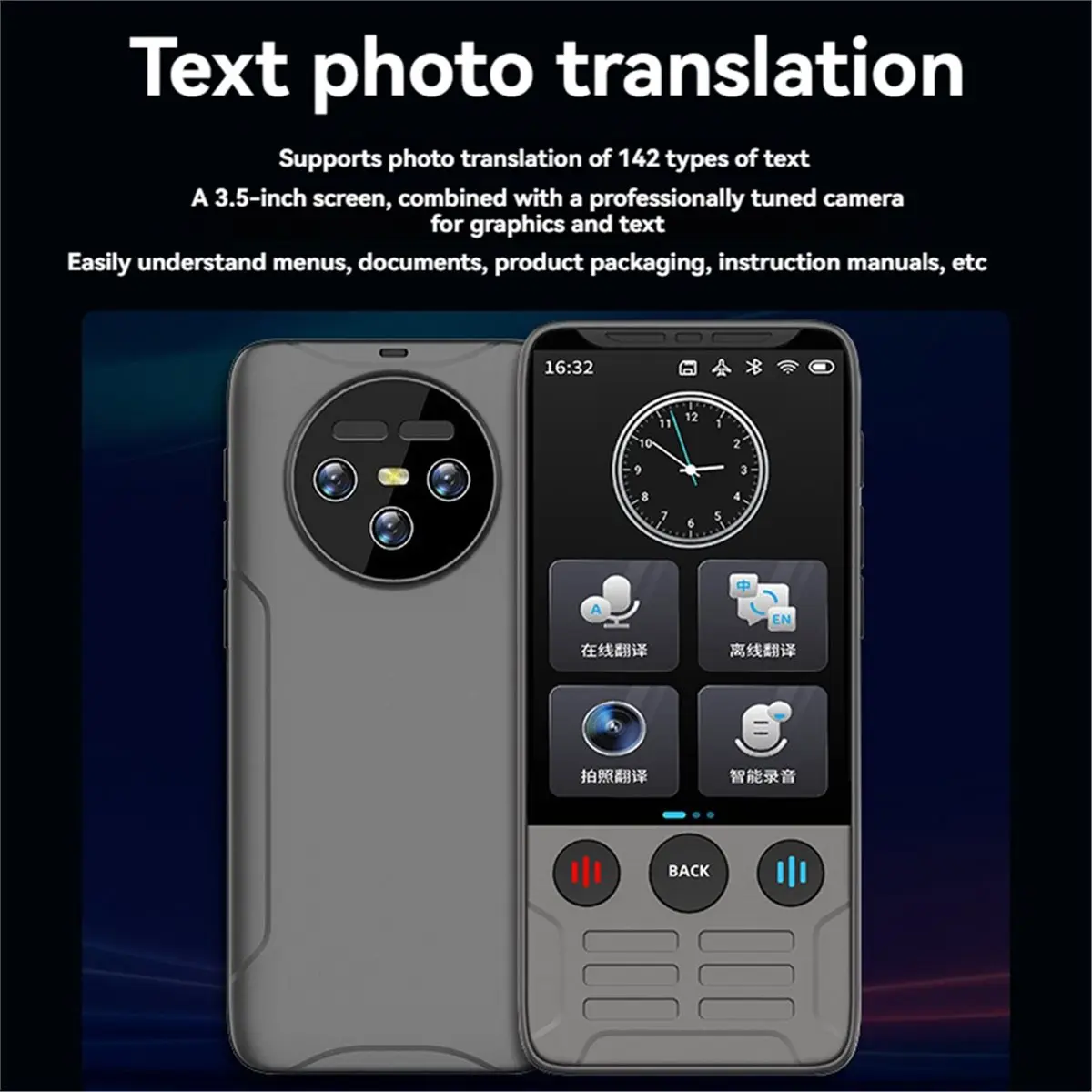 A86G NEW 2.8inch AI Language Translator Support 142 Languages Online Translation Real-Time Chat Voice Photo Offline Record