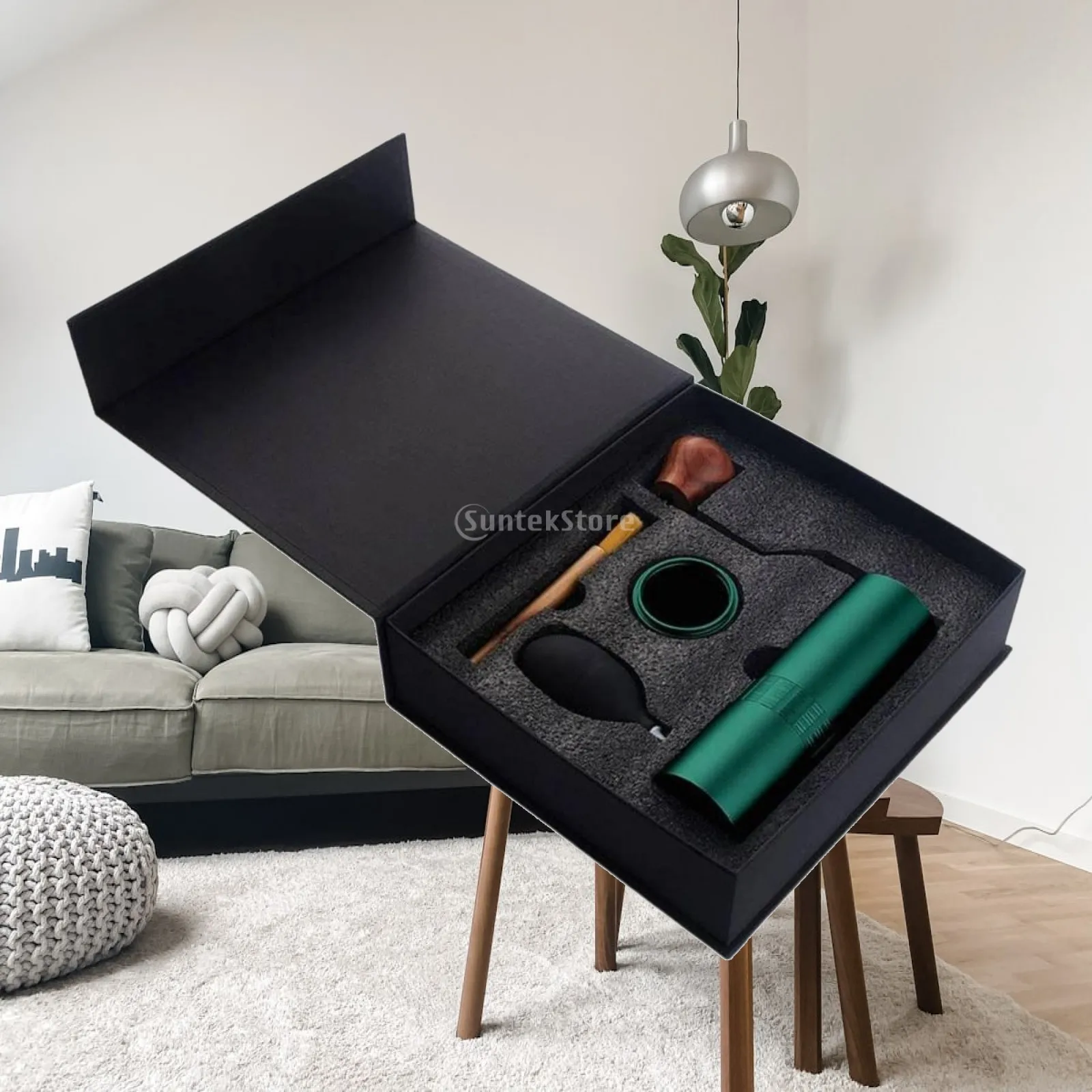 Portable Manual Coffee | Textured Metal Body, Coffee with Stainless Steel Burr, for Travel