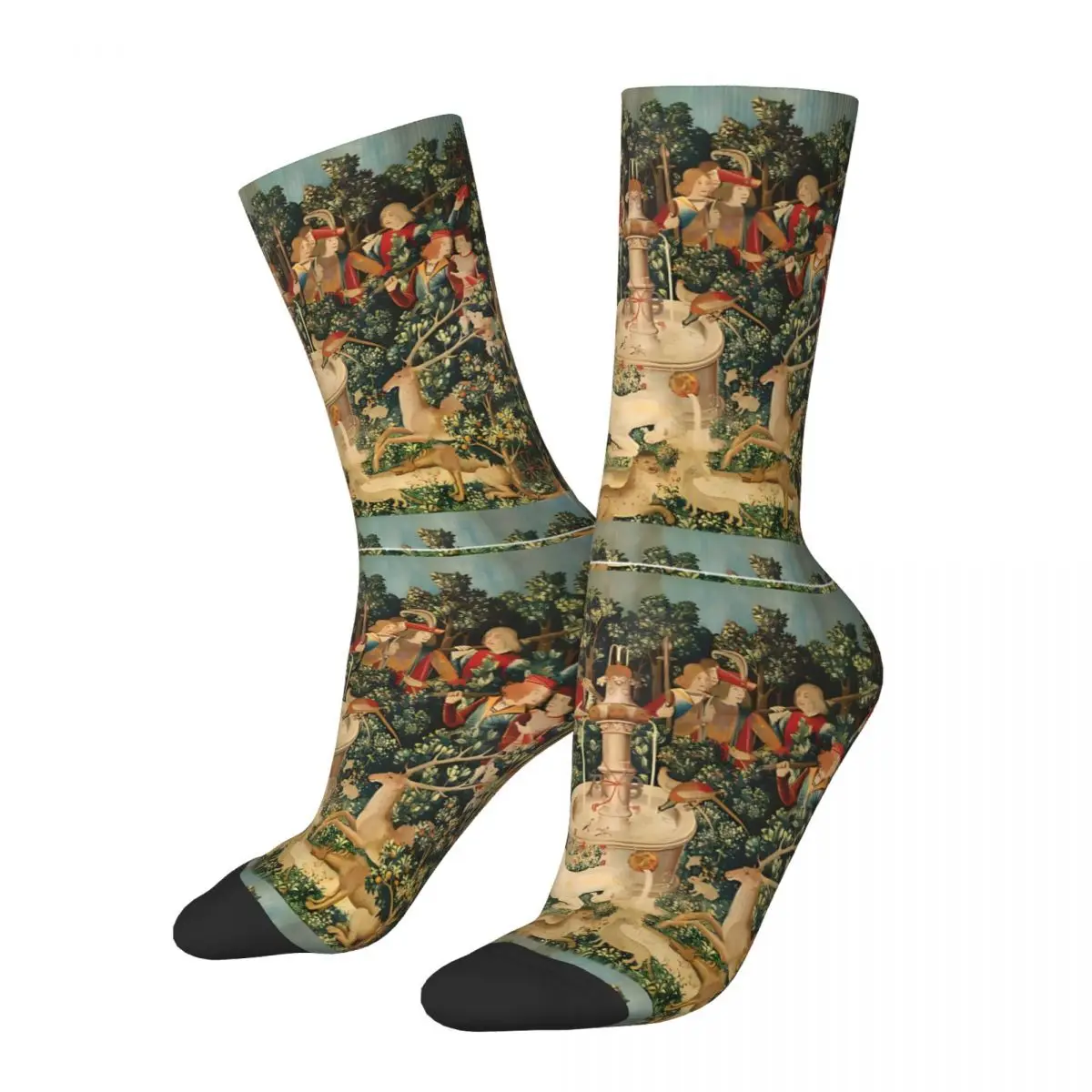 UNICORN IS FOUND Fountain,Other Animals,Green Floral Unisex Winter Socks Hip Hop Happy Socks street style Crazy Sock