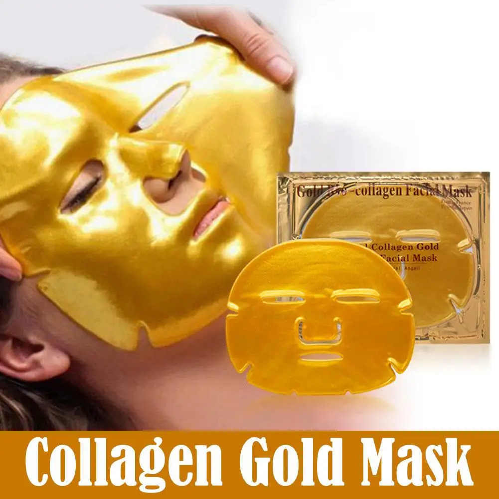 1 buah masker wajah Bio Collagen emas SPA Kristal Kolagen 24k Gold kecantikan antikeriput pemutih lembar pelembab untuk F Y6H7