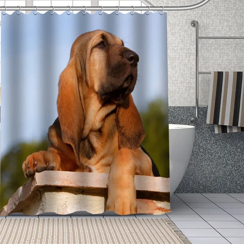 Custom Bloodhound Beagle Shower Curtain Waterproof Bathroom Curtain Fabric Shower Sets Drop Shipping 1pc Custom