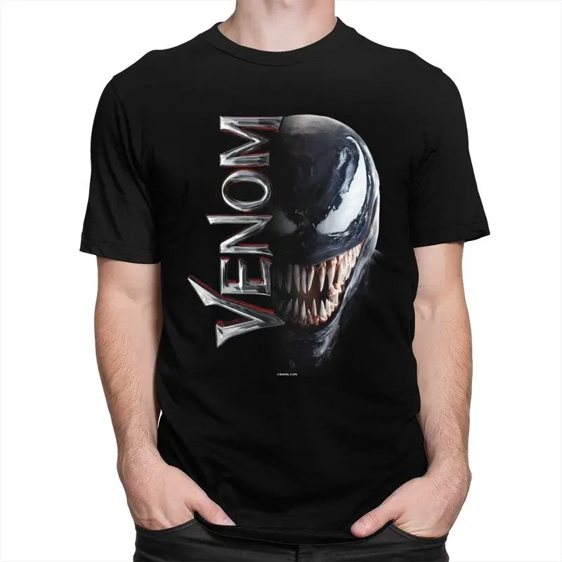 Venom Face T Shirt Men 100% Cotton Tshirt Fashion Tees Short Sleeved T-shirts Slim Fit Clothing Merch