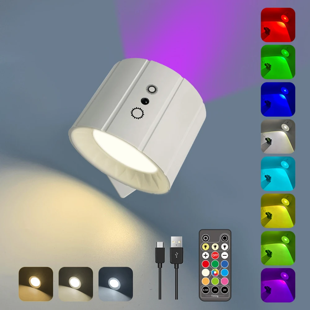 USB Rechargeable DC5V Wall Light Wireless Double Side Lamp Magnetic 360°Rotation Touch&Remote Controller for Reading,Corridor
