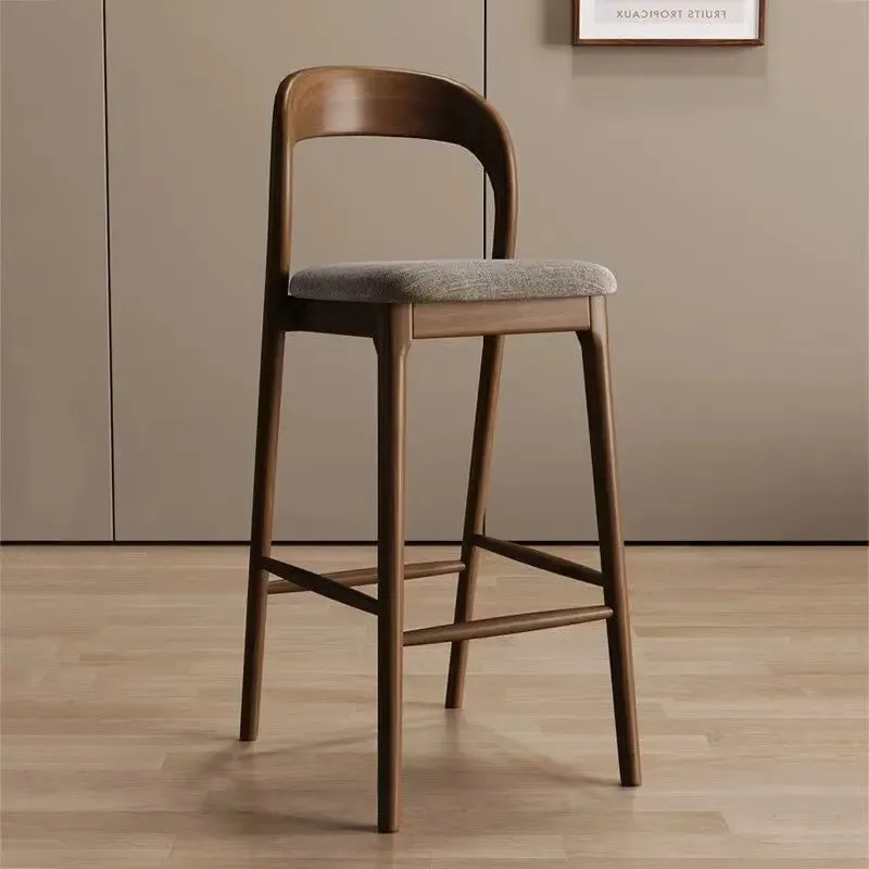

Nordic Designer Solid Wood Bar Chairs Counter Stools Island Table Dining Chair Kitchen High Legged Stool Light Luxury Furniture