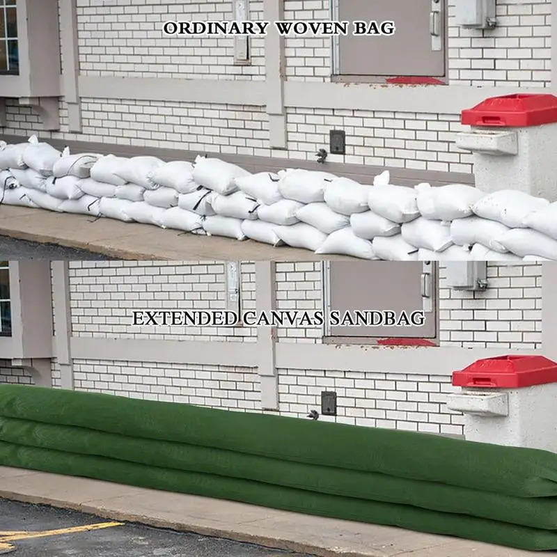 Long Canvas Sandbags Thickened Green Flooding Canvas Sandbags Garage Flood Protection Barriers Flexible Flood Protection Sand