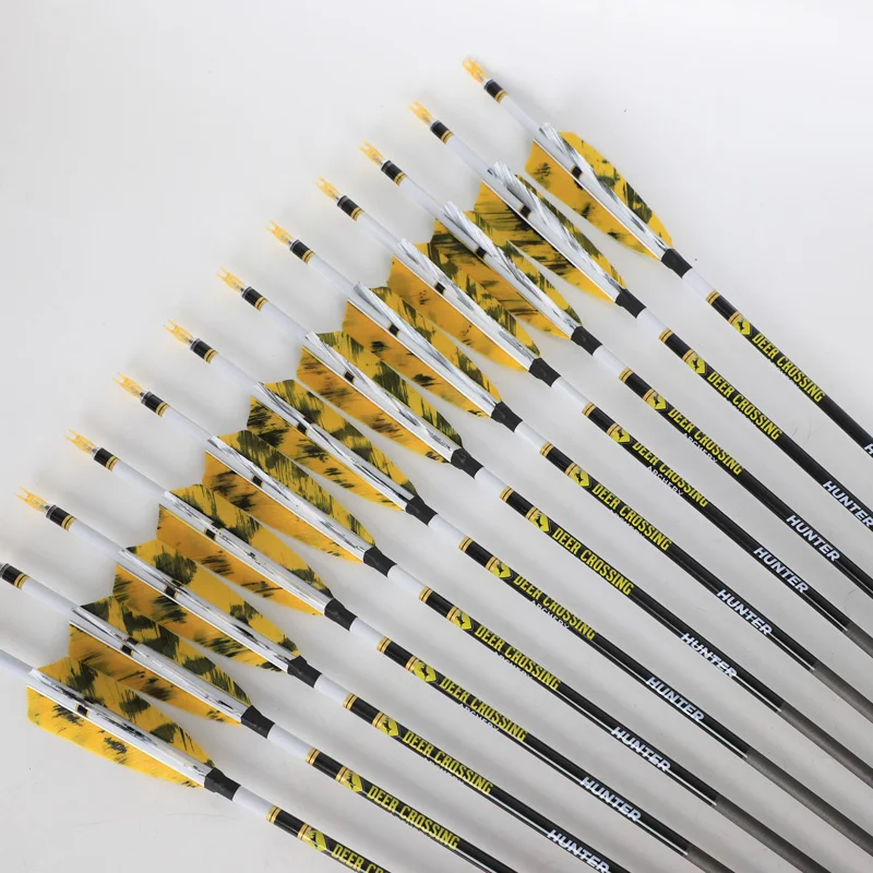 6-12pc Spine 340 400 500 600 700 800 Pure Carbon Arrow Shaft ID 6.2mm Bow Archery Huntting Shooting