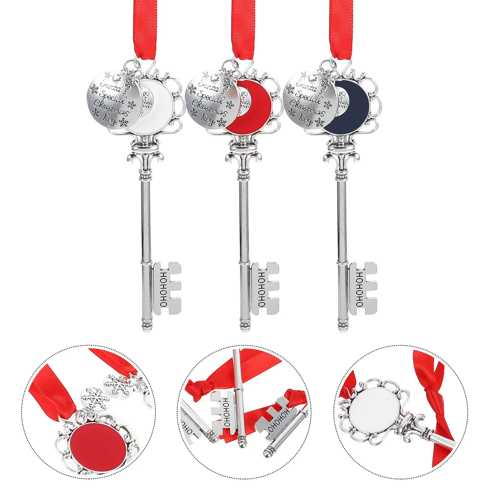 

3Pcs Christmas Keychain Pendant Alloy Xmas Hanging Ornament Key Rings Key Accessory Decoration for Gifts Bags Car Keys