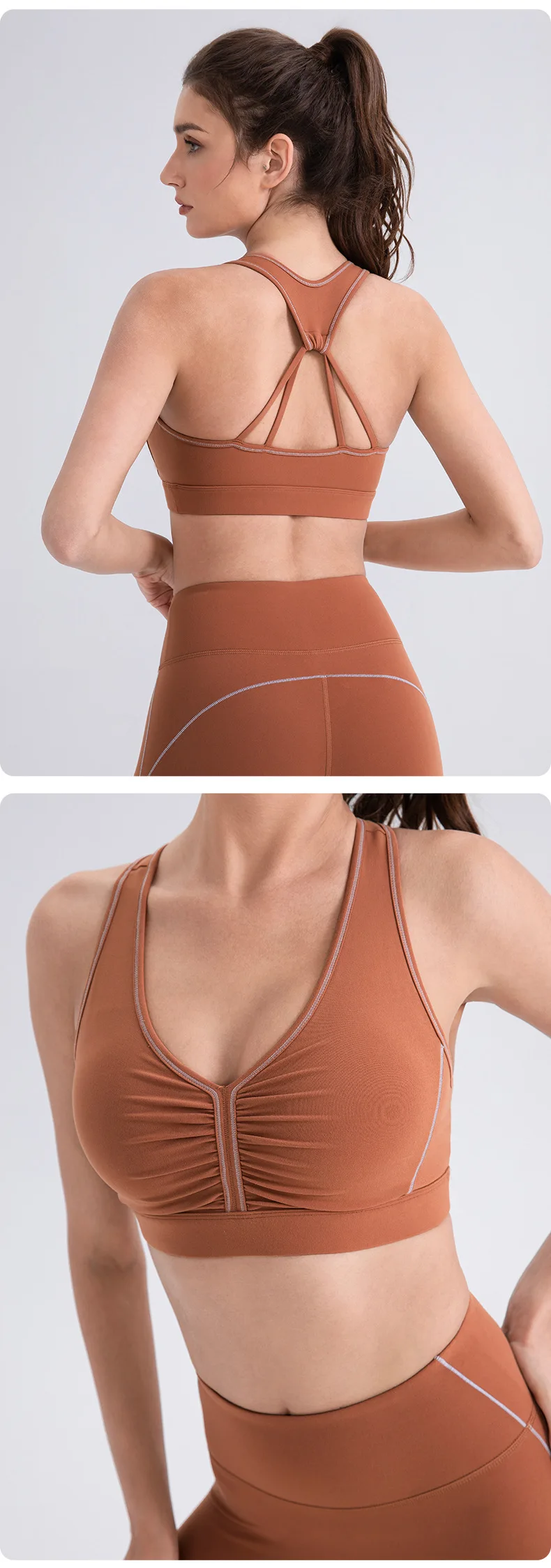 Damen Yoga-BH, ärmellos, kurzes Crop-Top, Weste, atmungsaktiv, schnell trocknend, schweißabsorbierend, für Laufen, Fitness, Workout, Tanzen – Detail 3