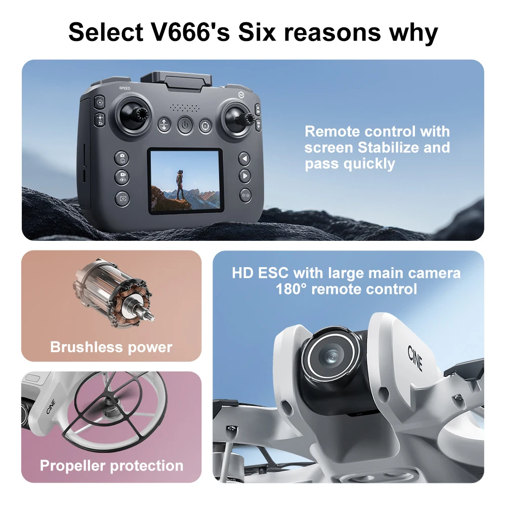 For Genuine V666 Drone Professional WIFI 5G Drone Obstacle Avoidance Brushless Altitude Headless Mode RC Quadcopter FPV Toys