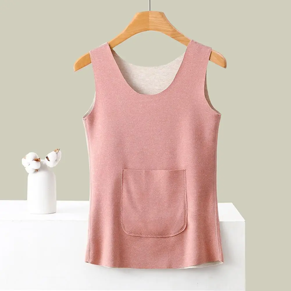 Women Solid Color Vest Women's Seamless Thermal Vest with Plush Lining V-neck Design for Fall Winter Slim Fit for Extra