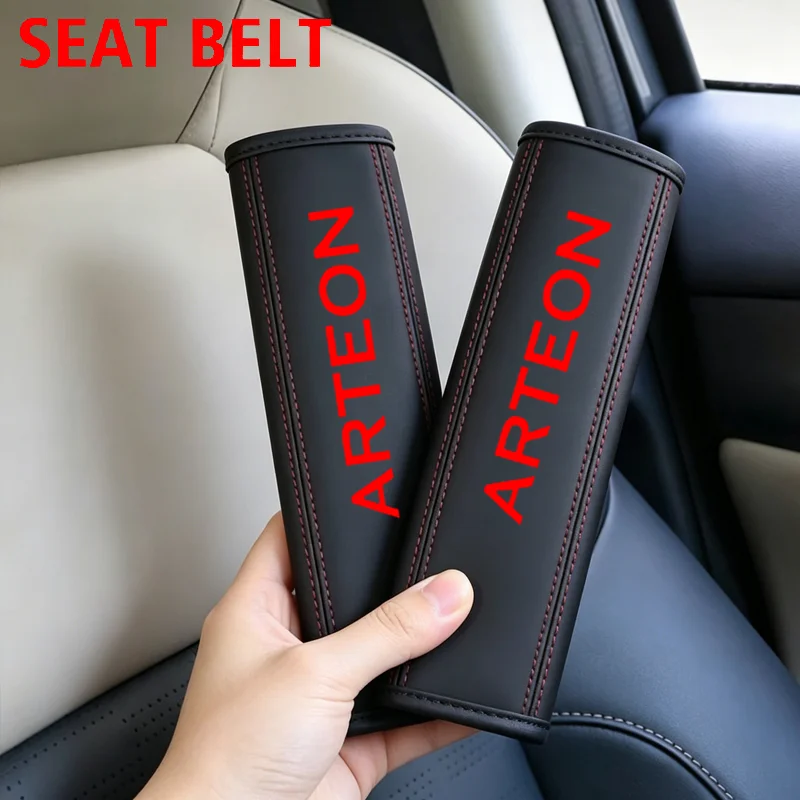 

2pcs Car Seat Belt cover Shoulder Pads with Embroidered Heart Design - Soft Cool Comfort Covers for Volkswagen VW Arteon Emblem