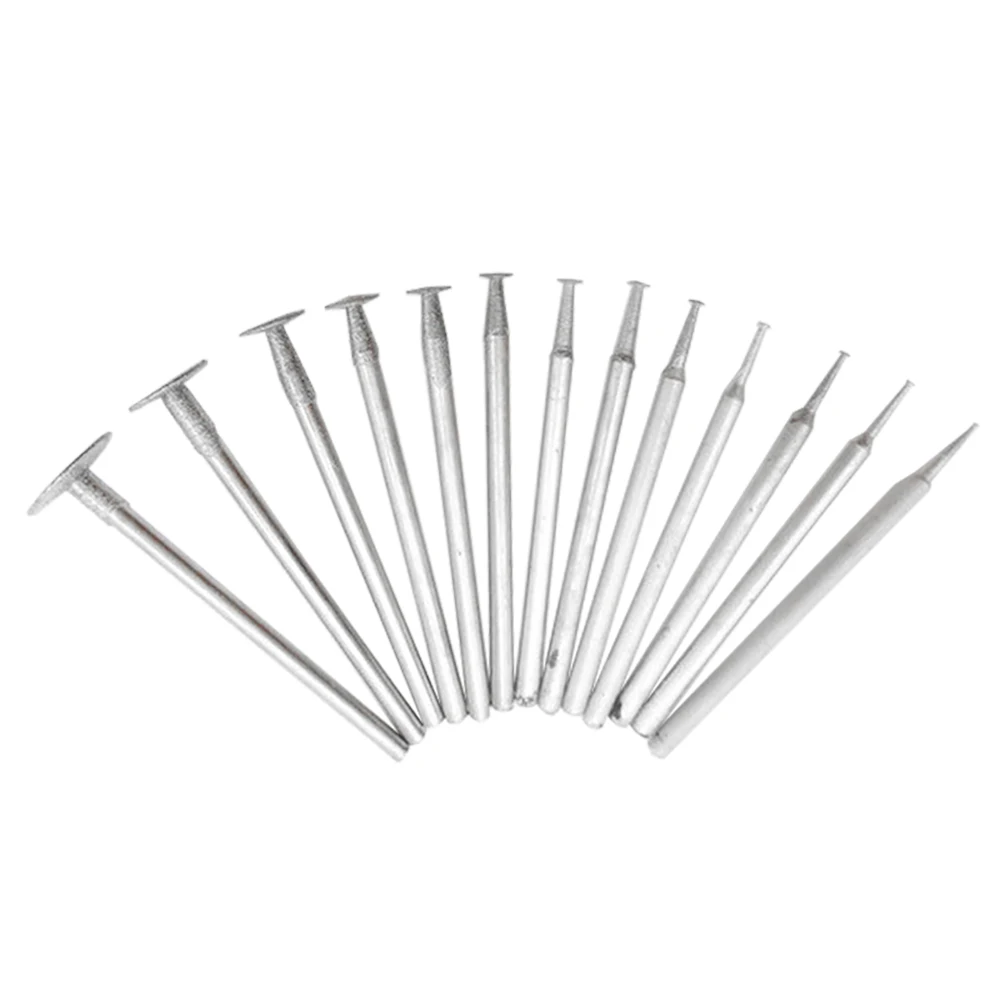 

13pcs T Shape Head Diamond Grinding Burr Drill Bits Electroplated Emery Stone Jade Carving Polishing Engraving 13 Sizes