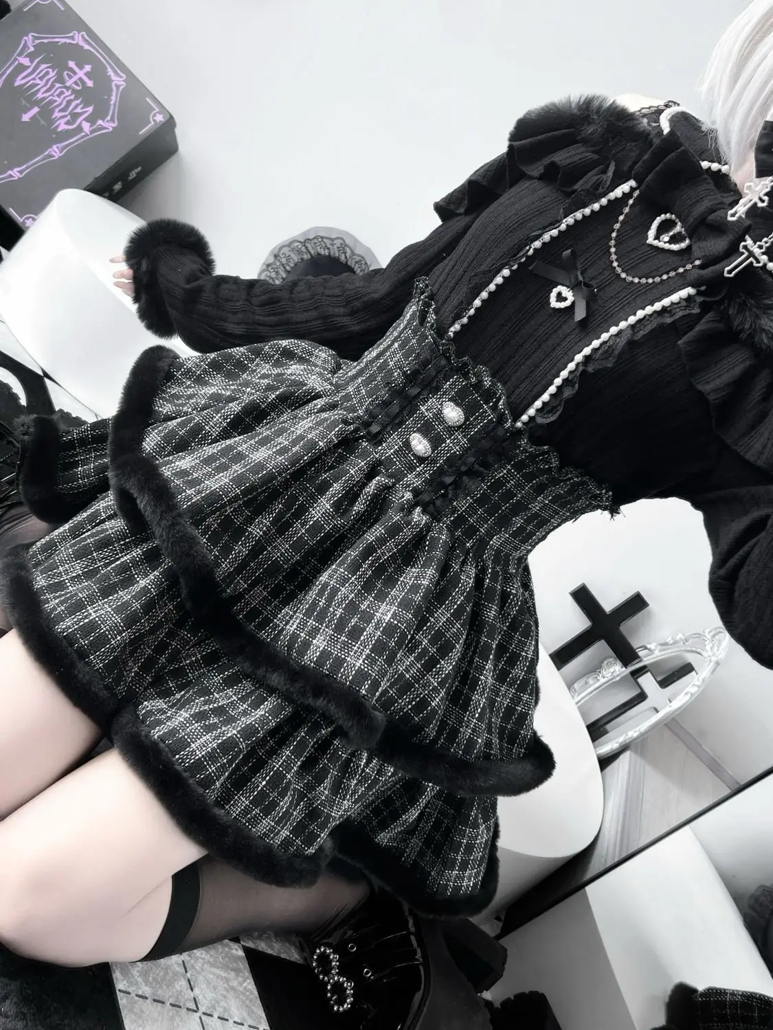 Coalfell Lace-trimmed Double-layer Elegant Short Skirt Cute Lolita Skirt Lolita Dress Fall/Winter