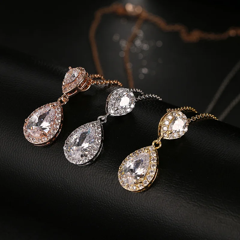 S925 Sterling Pendant Water Drop Created Topaz White Pendant Bride Wedding Engagement Party Fine Jewelry Necklace
