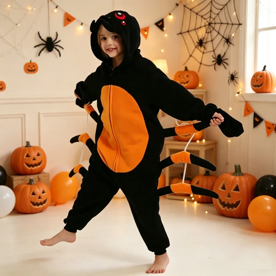 Kids Onesie Animal Costume Halloween Cosplay Children Homewear Winter Pajamas Unisex Sleepwear Jumpsuit for Boy Girls