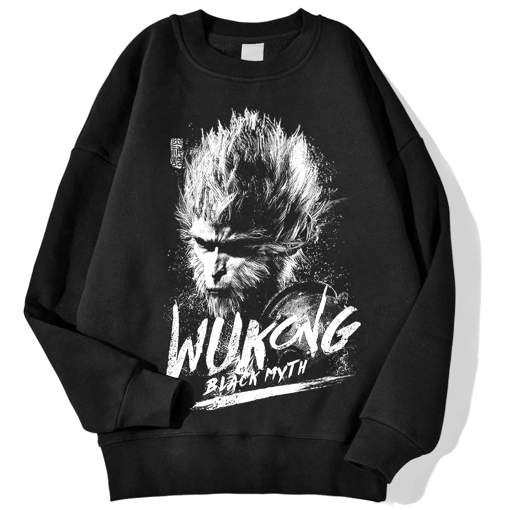 Black Myth Wukong Game Chinese Style Print Man Hoody Harajuku Loose Sweatshirt Fashion Fleece Warm Hoodie Soft Crewneck Men Top